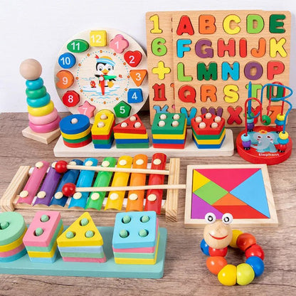 Montessori Wooden Puzzle Games for Babies 1-3 Years