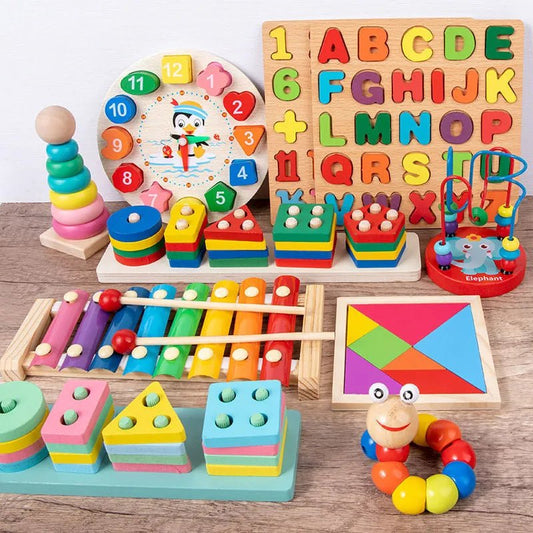 Montessori Wooden Puzzle Games for Babies 1-3 Years