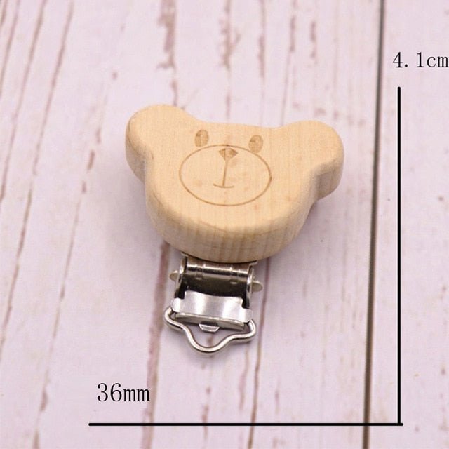5PC Wooden Animal Pacifier Clips & Teethers Set