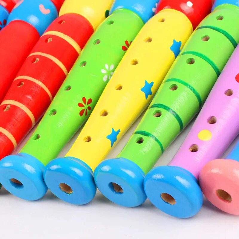 Colorful Wooden Flute & Trumpet Set - Kids' Educational Music Toy