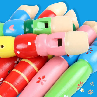 Colorful Wooden Flute & Trumpet Set - Kids' Educational Music Toy