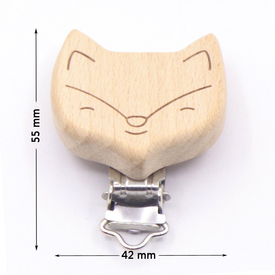 5PC Wooden Animal Pacifier Clips & Teethers Set