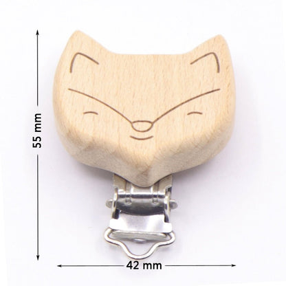 5PC Wooden Animal Pacifier Clips & Teethers Set