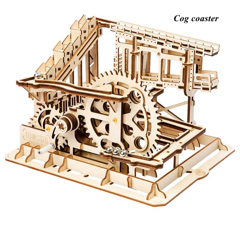 3D Marble Run Game Wooden Gear Drive Model Building Kits Toy for Children