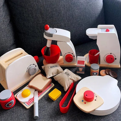 Wooden Kitchen Play Set - Toaster, Coffee Machine & Mixer