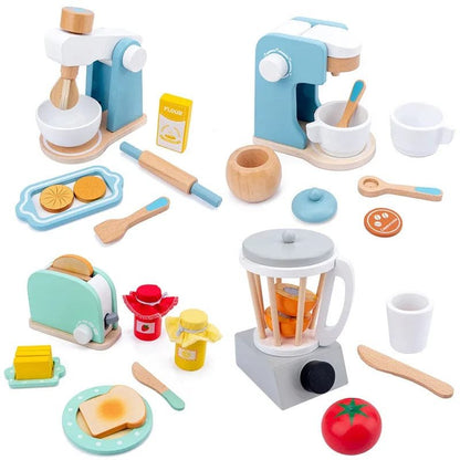 Wooden Kitchen Play Set - Toaster, Coffee Machine & Mixer