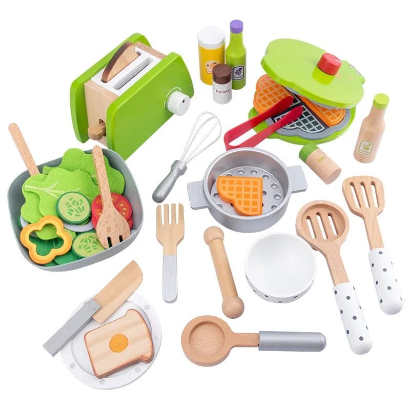 Wooden Kitchen Play Set - Toaster, Coffee Machine & Mixer