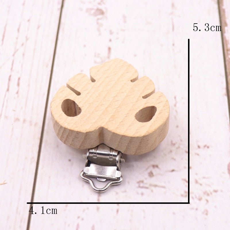 5PC Wooden Animal Pacifier Clips & Teethers Set