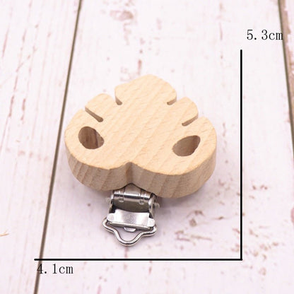 5PC Wooden Animal Pacifier Clips & Teethers Set