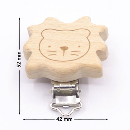 5PC Wooden Animal Pacifier Clips & Teethers Set