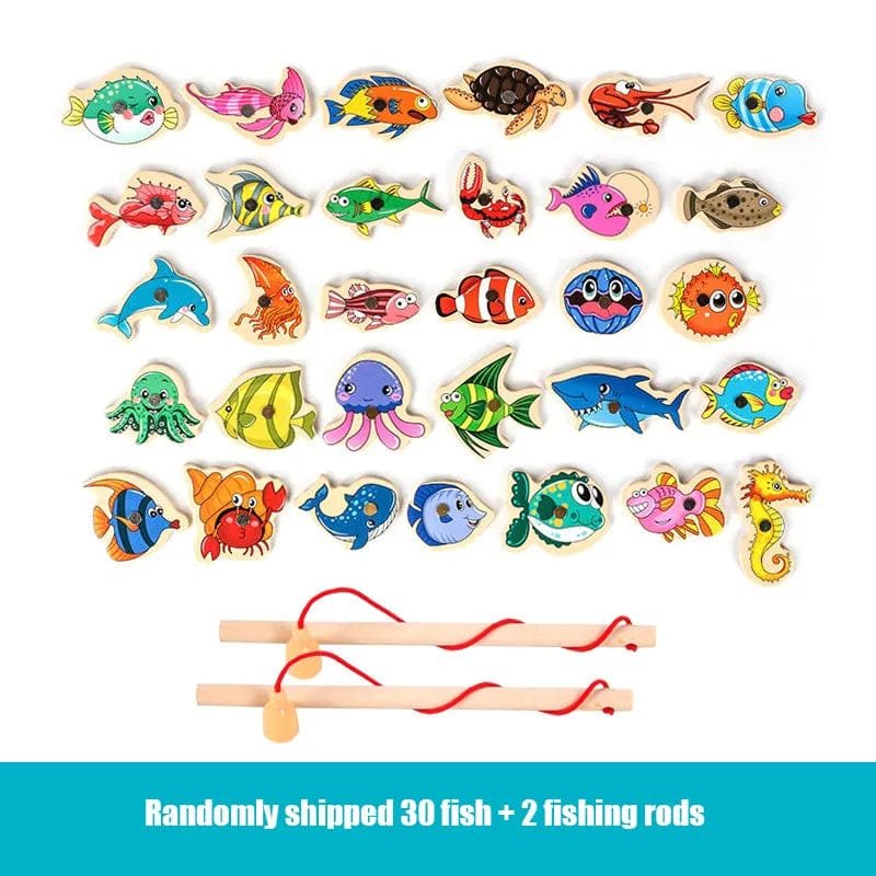 Wooden Montessori Magnetic Fishing Game - Marine Life Edutainment