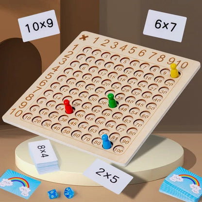 Wooden Montessori Multiplication Board Game: Math Educational Toy