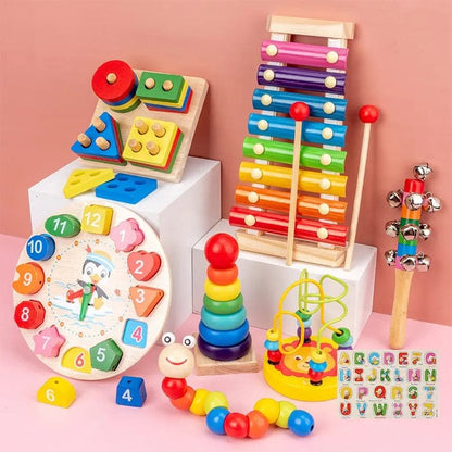 Wooden Montessori Puzzles - Sensory Toy for Babies 1-4 Years