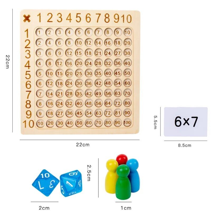 Wooden Montessori Multiplication Board Game: Math Educational Toy