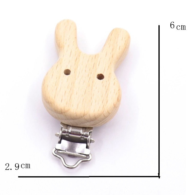 5PC Wooden Animal Pacifier Clips & Teethers Set