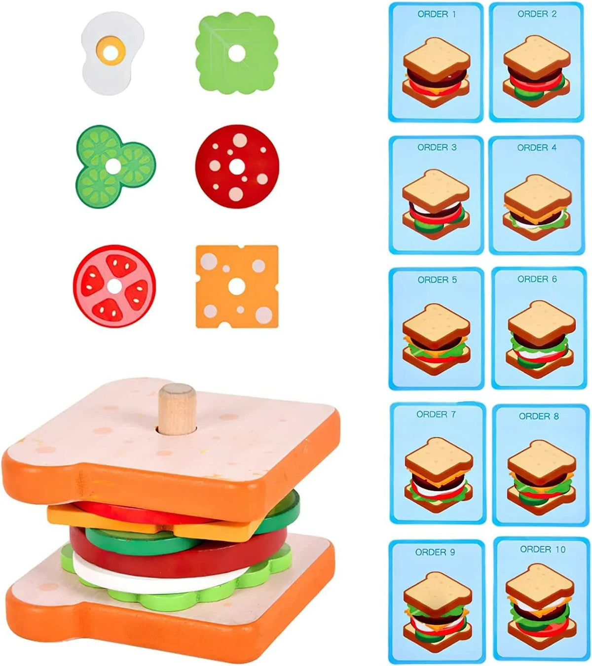 Wooden Burger Stacking: Montessori Educational Toy