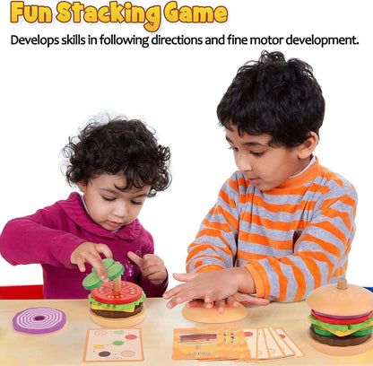 Wooden Burger Stacking: Montessori Educational Toy
