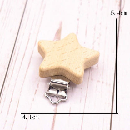 5PC Wooden Animal Pacifier Clips & Teethers Set
