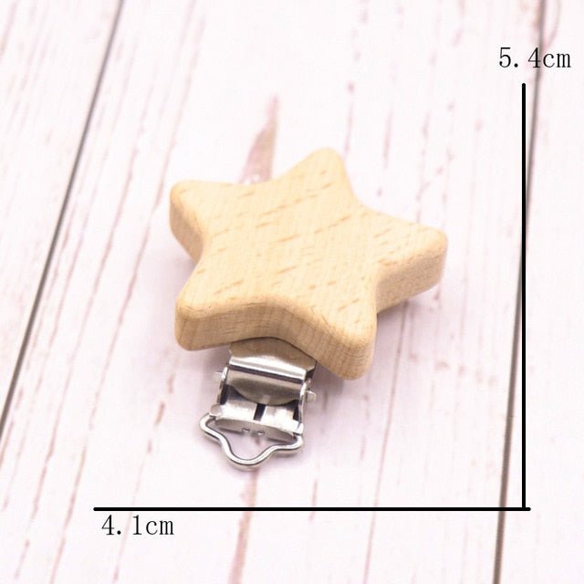 5PC Wooden Animal Pacifier Clips & Teethers Set
