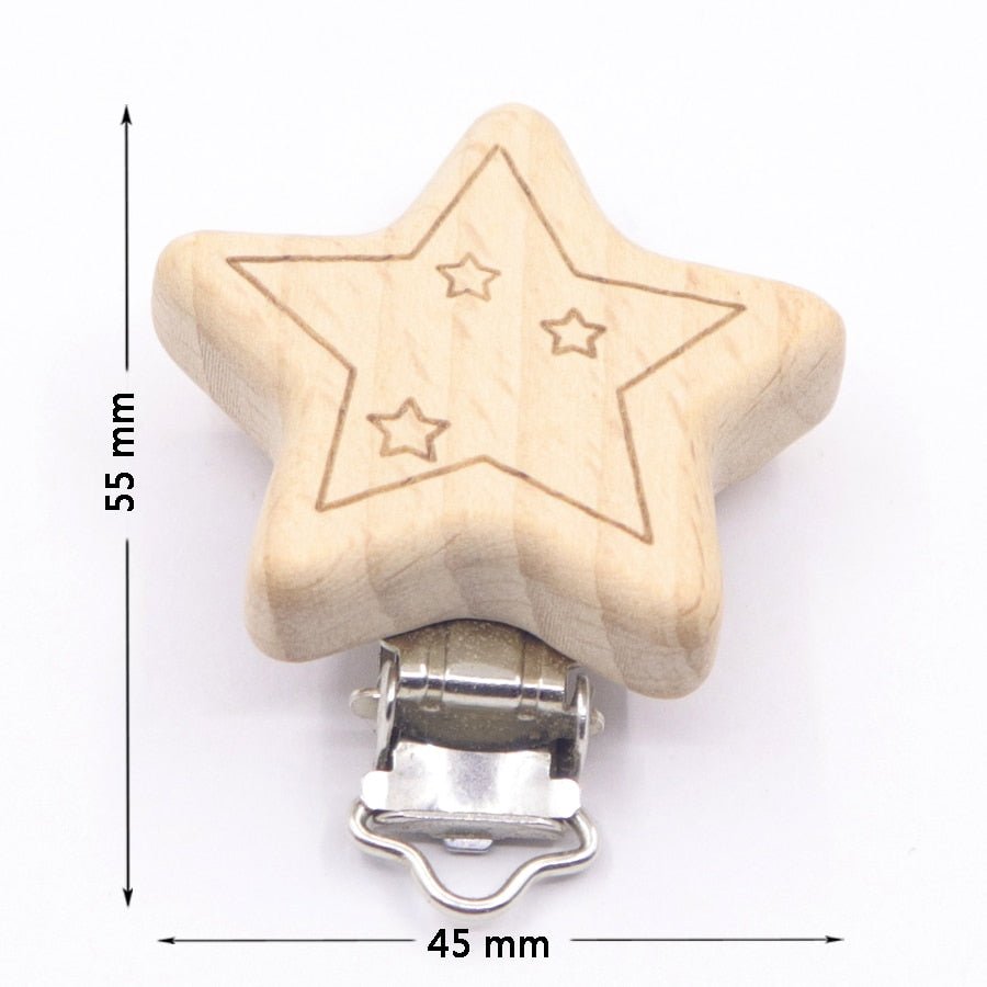 5PC Wooden Animal Pacifier Clips & Teethers Set