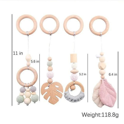 1 Set Wooden Baby Gym & Activity Fitness Stand with Rattle