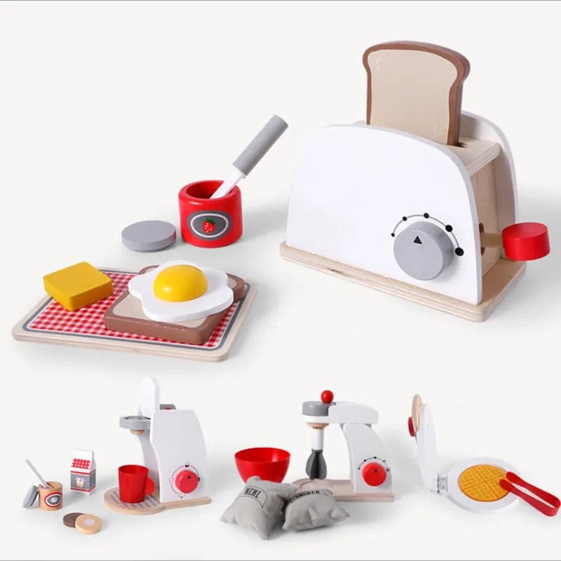 Wooden Kitchen Play Set - Toaster, Coffee Machine & Mixer