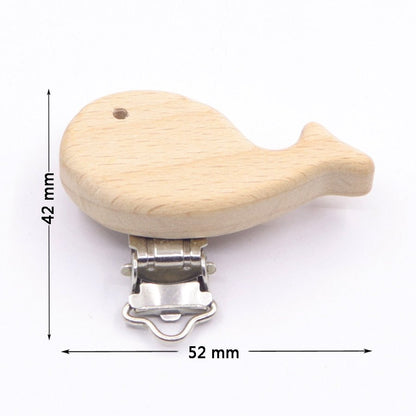 5PC Wooden Animal Pacifier Clips & Teethers Set