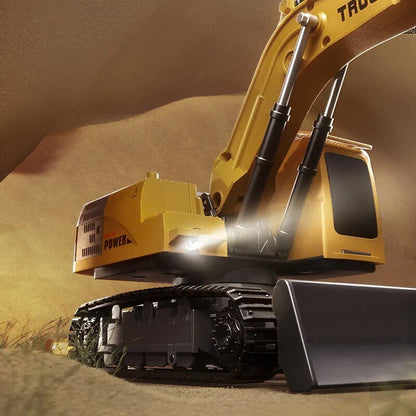 Alloy RC Excavator Toy with Lights & Sound, Kids Engineering Gift