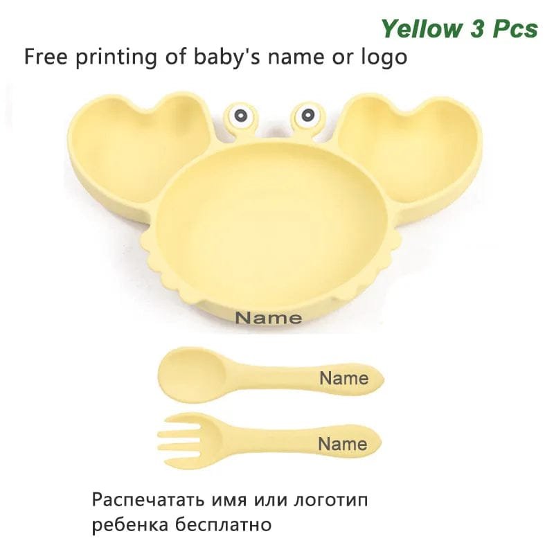 Personalized Baby Crab Plate Set with Suction Bowl